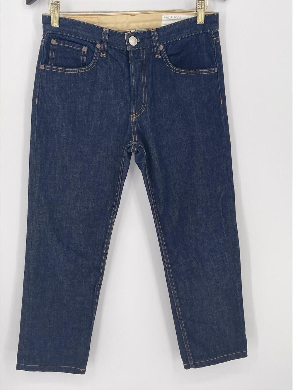 Rag & Bone Rosa Mid-Rise Boyfriend Jeans Dark Indigo Blue Denim Sz Inseam 25